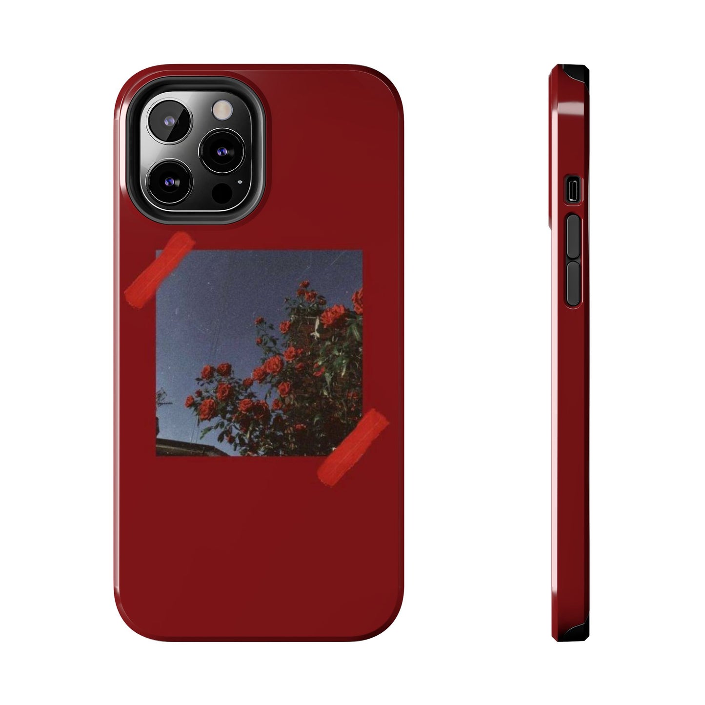 Chic Floral Tough Phone Case - Red Rose Design