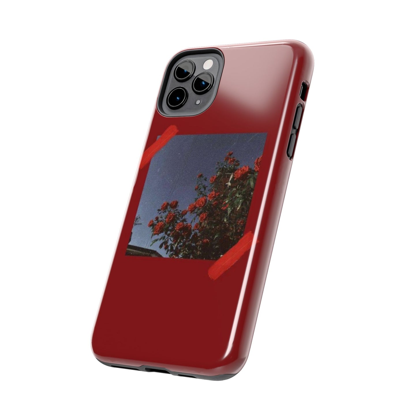 Chic Floral Tough Phone Case - Red Rose Design