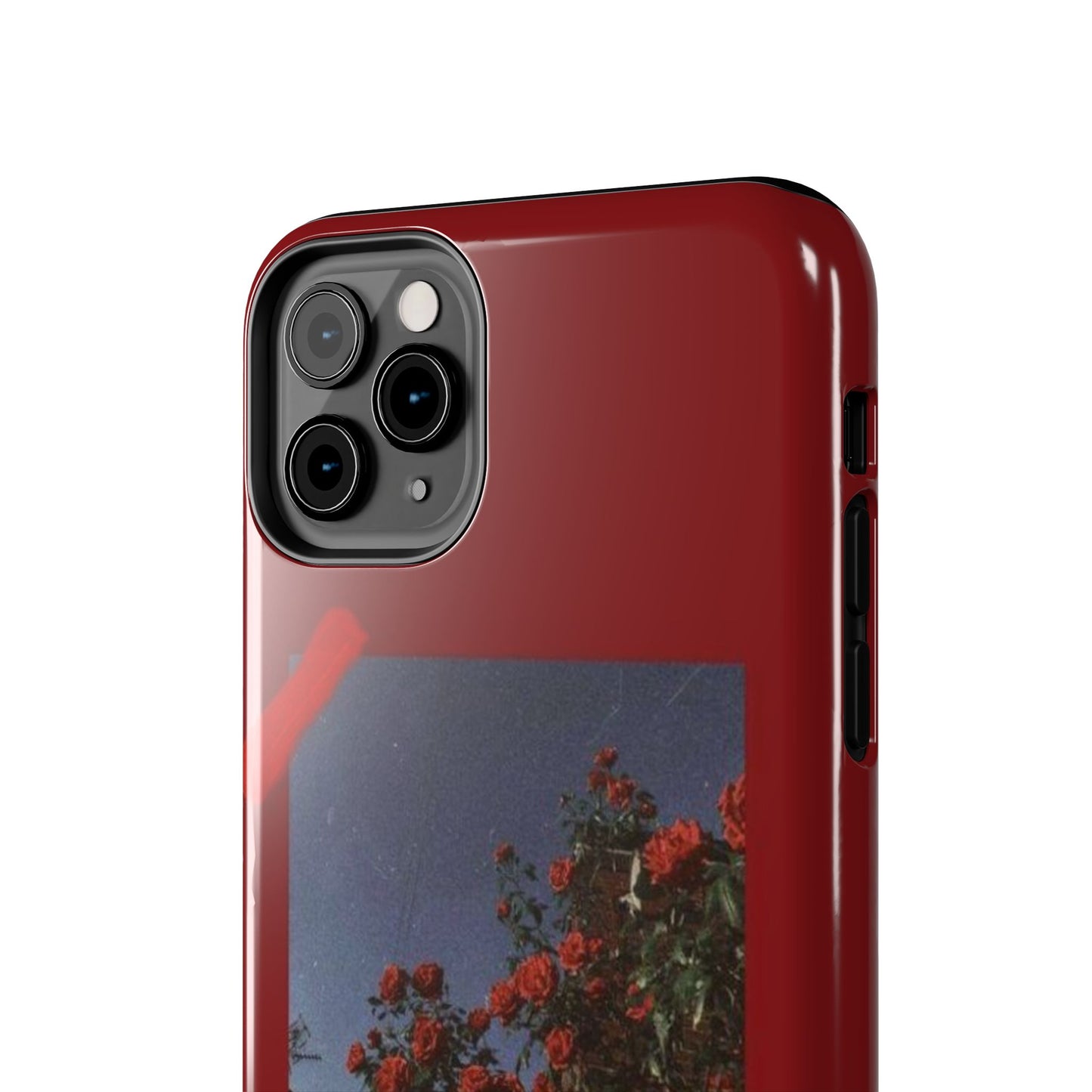 Chic Floral Tough Phone Case - Red Rose Design