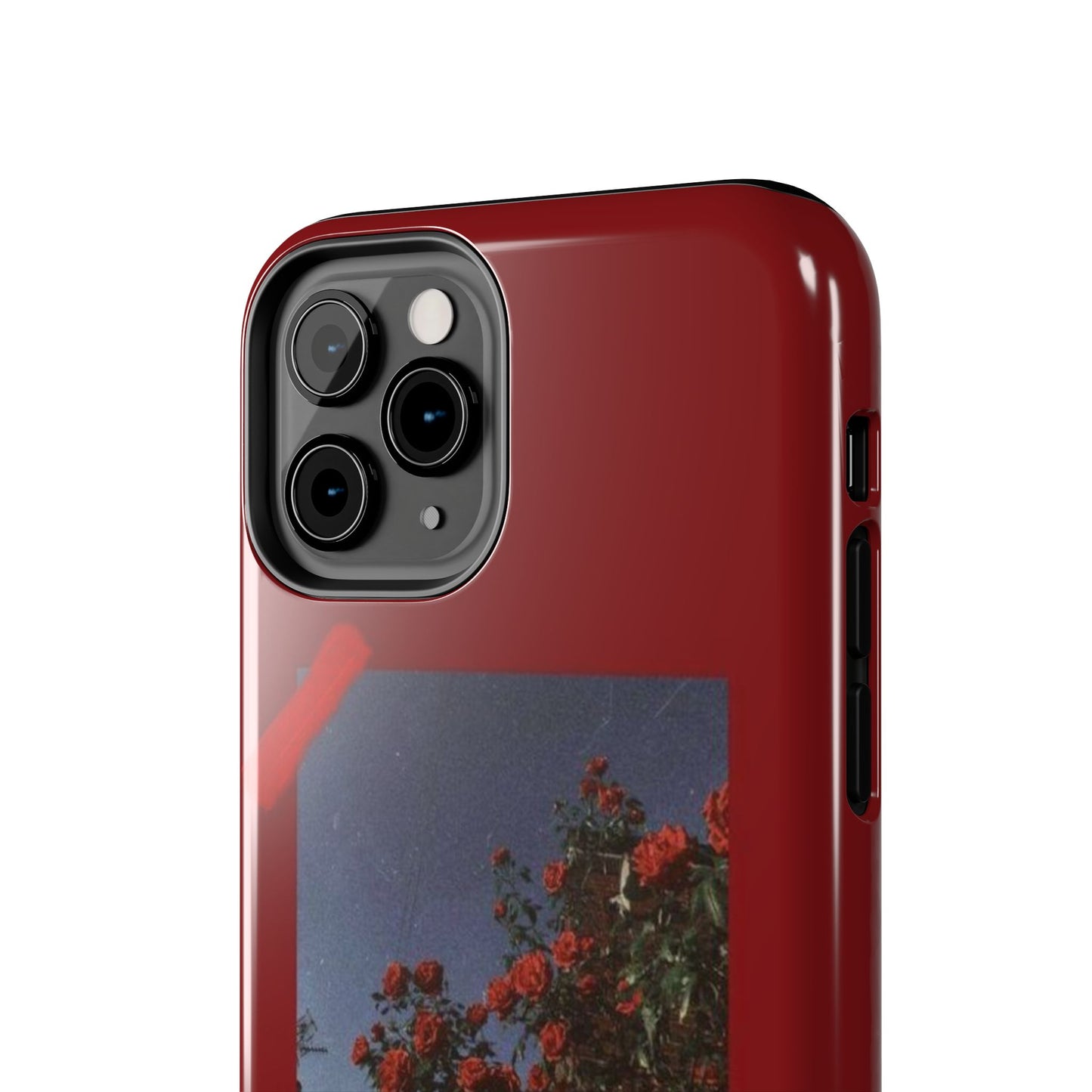 Chic Floral Tough Phone Case - Red Rose Design