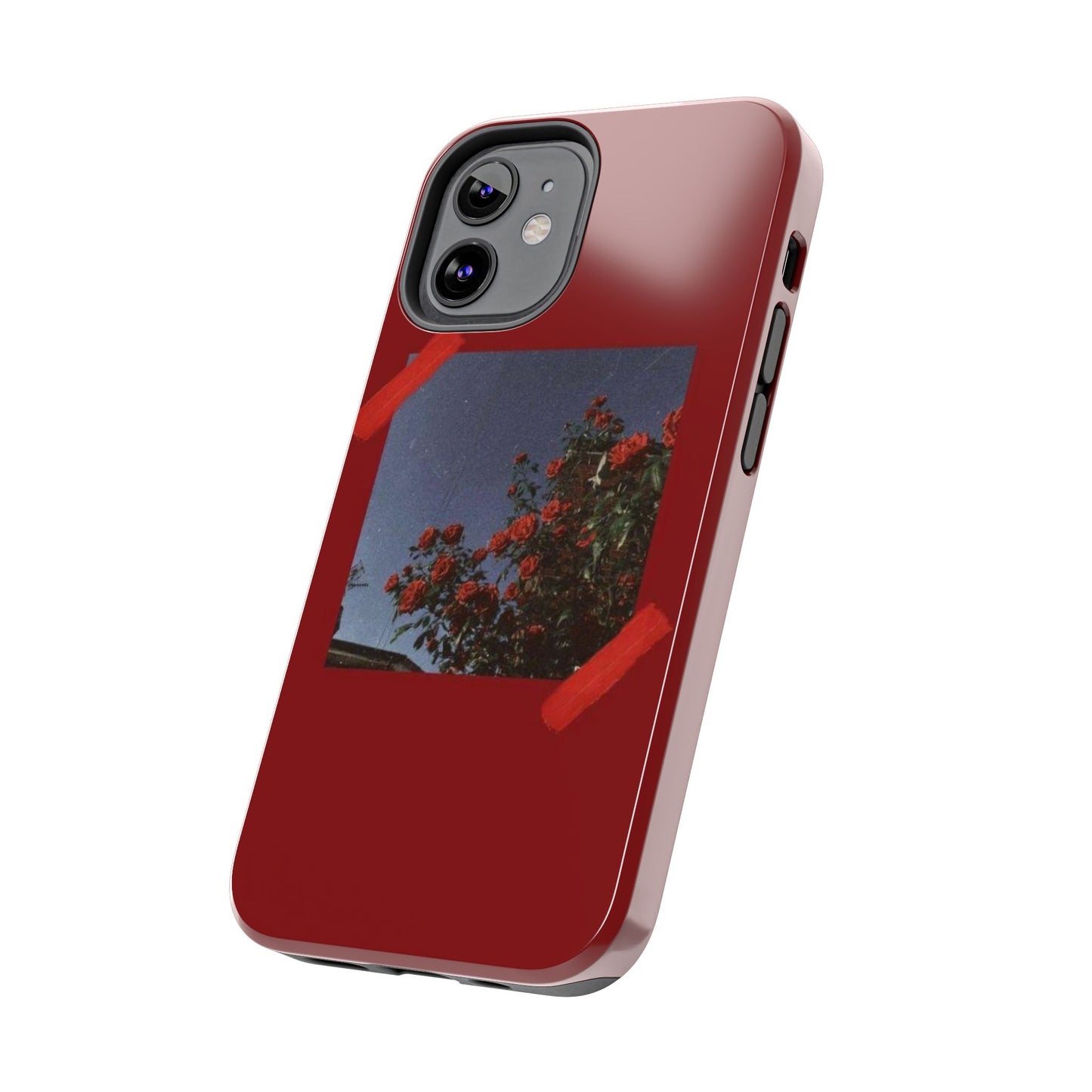 Chic Floral Tough Phone Case - Red Rose Design