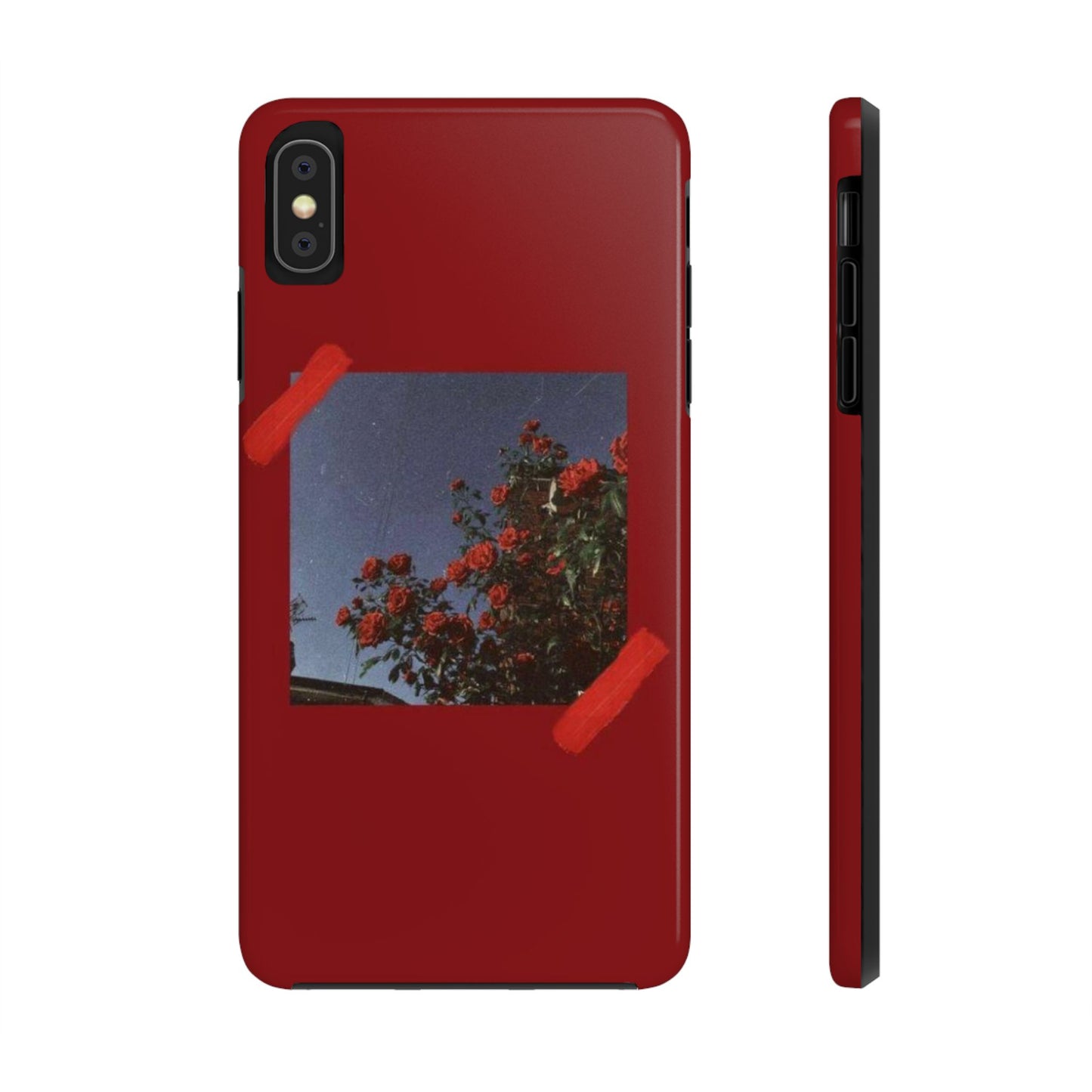 Chic Floral Tough Phone Case - Red Rose Design