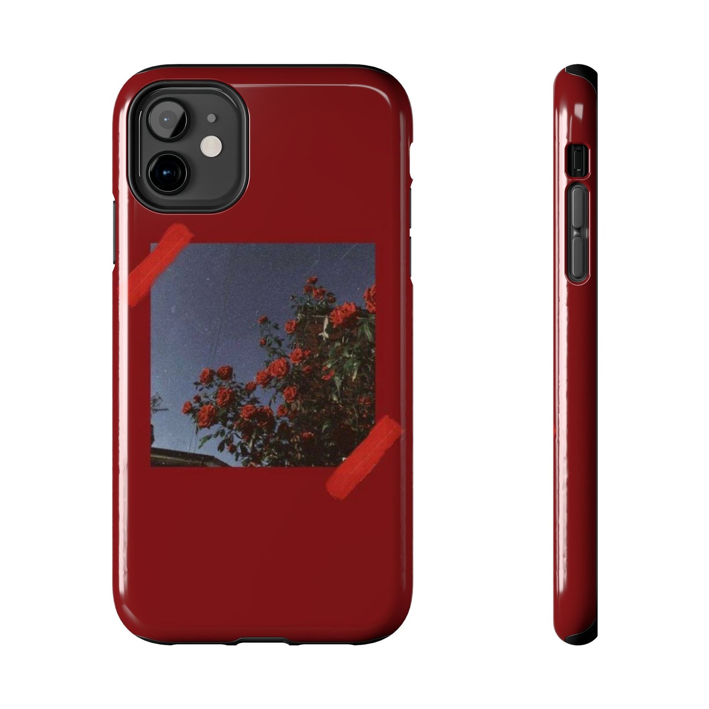 Chic Floral Tough Phone Case - Red Rose Design