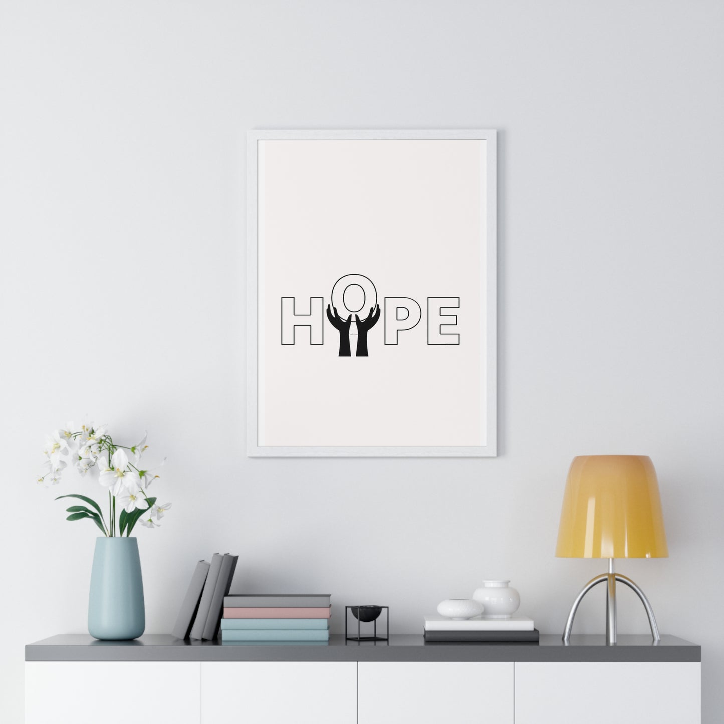 Vertical Framed Poster - HOPE Art, Design, Home Decor, Wall Art, Inspirational Print, Gift for Artists, Positive Vibes