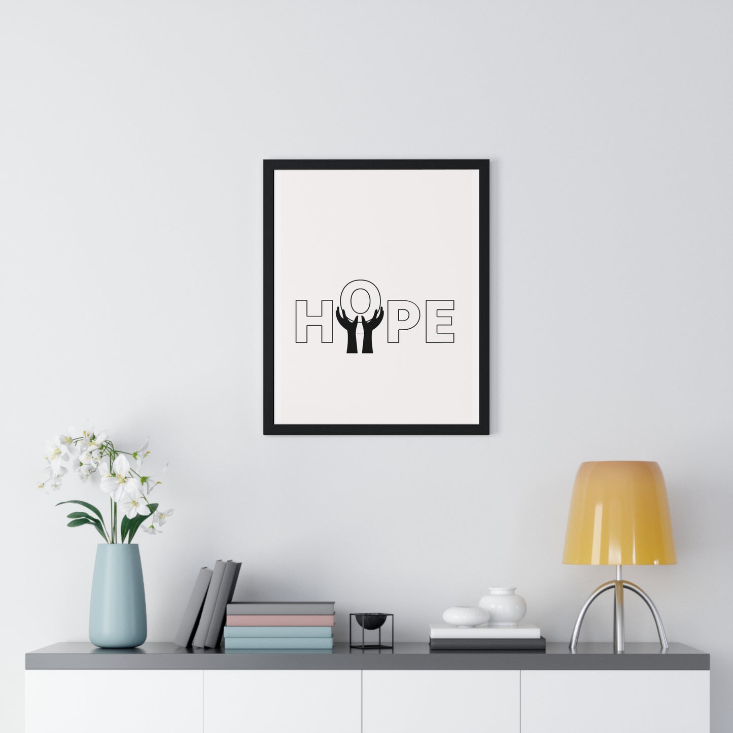 Vertical Framed Poster - HOPE Art, Design, Home Decor, Wall Art, Inspirational Print, Gift for Artists, Positive Vibes