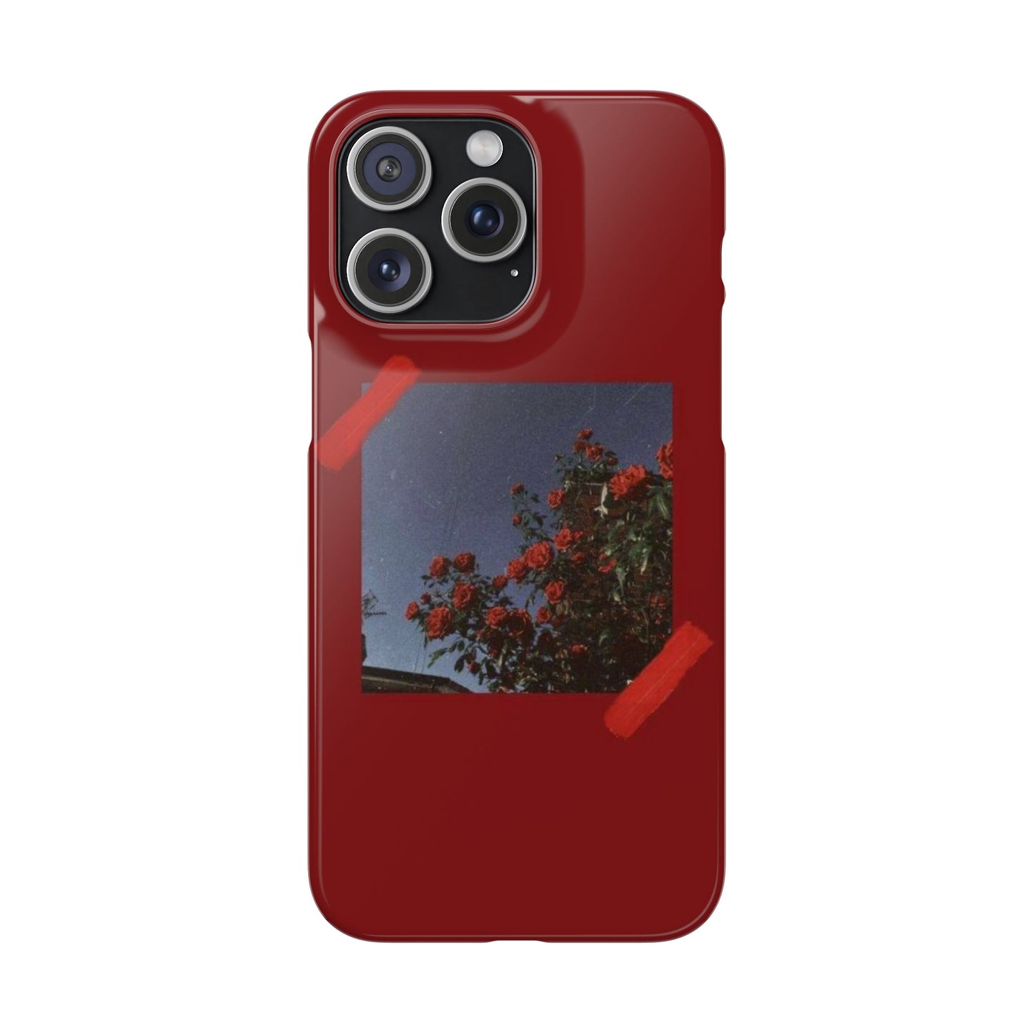 Vintage Floral Snap Case - Red Rose Design for iPhone