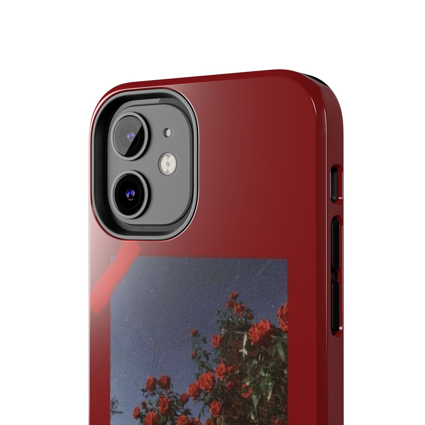 Chic Floral Tough Phone Case - Red Rose Design