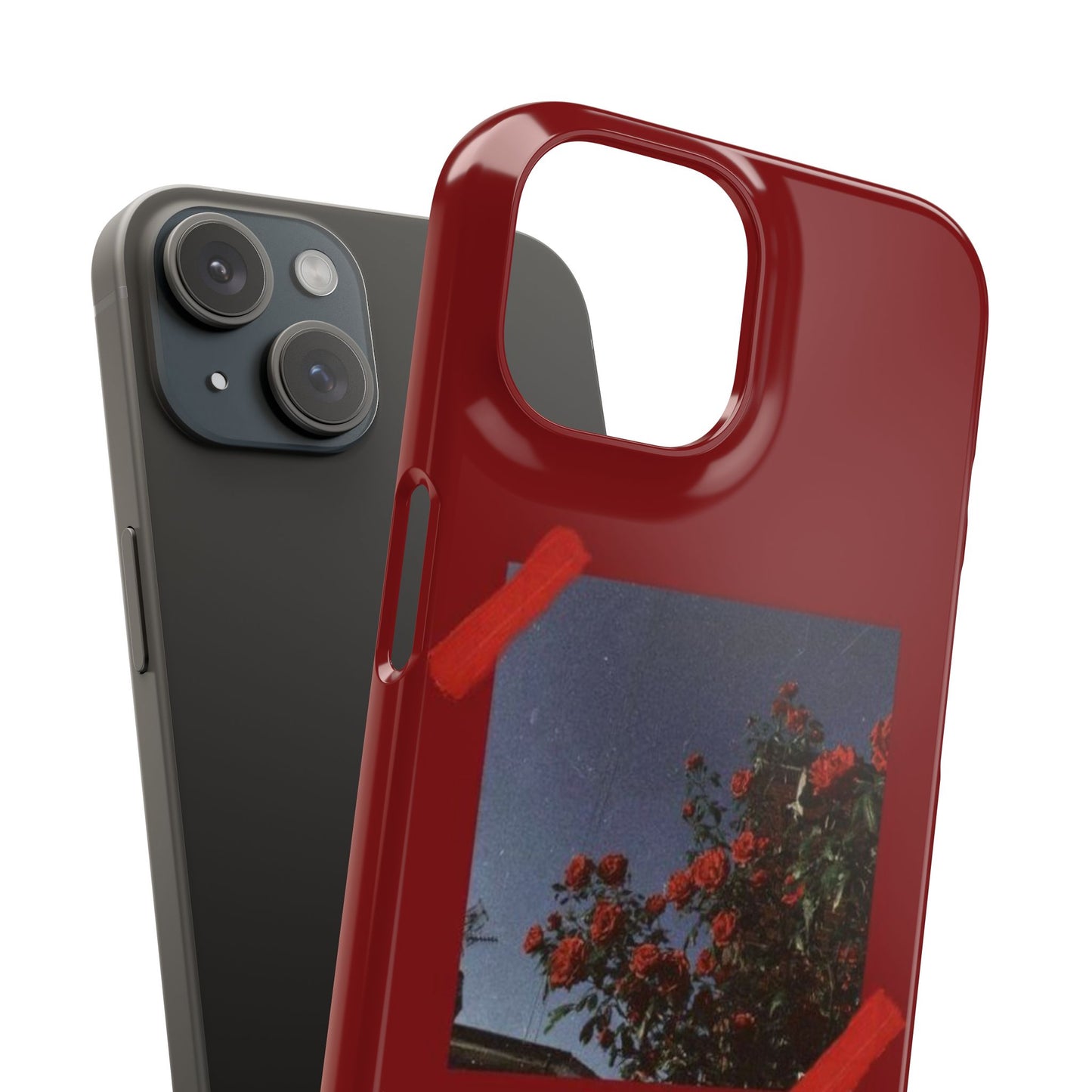 Vintage Floral Snap Case - Red Rose Design for iPhone