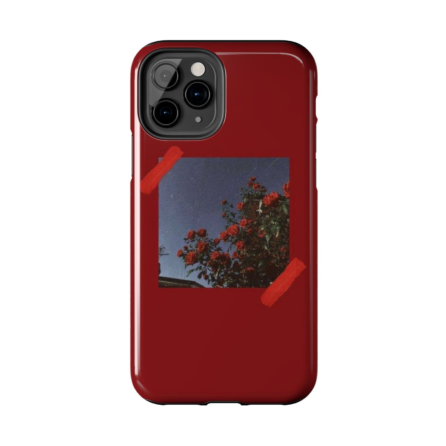 Chic Floral Tough Phone Case - Red Rose Design