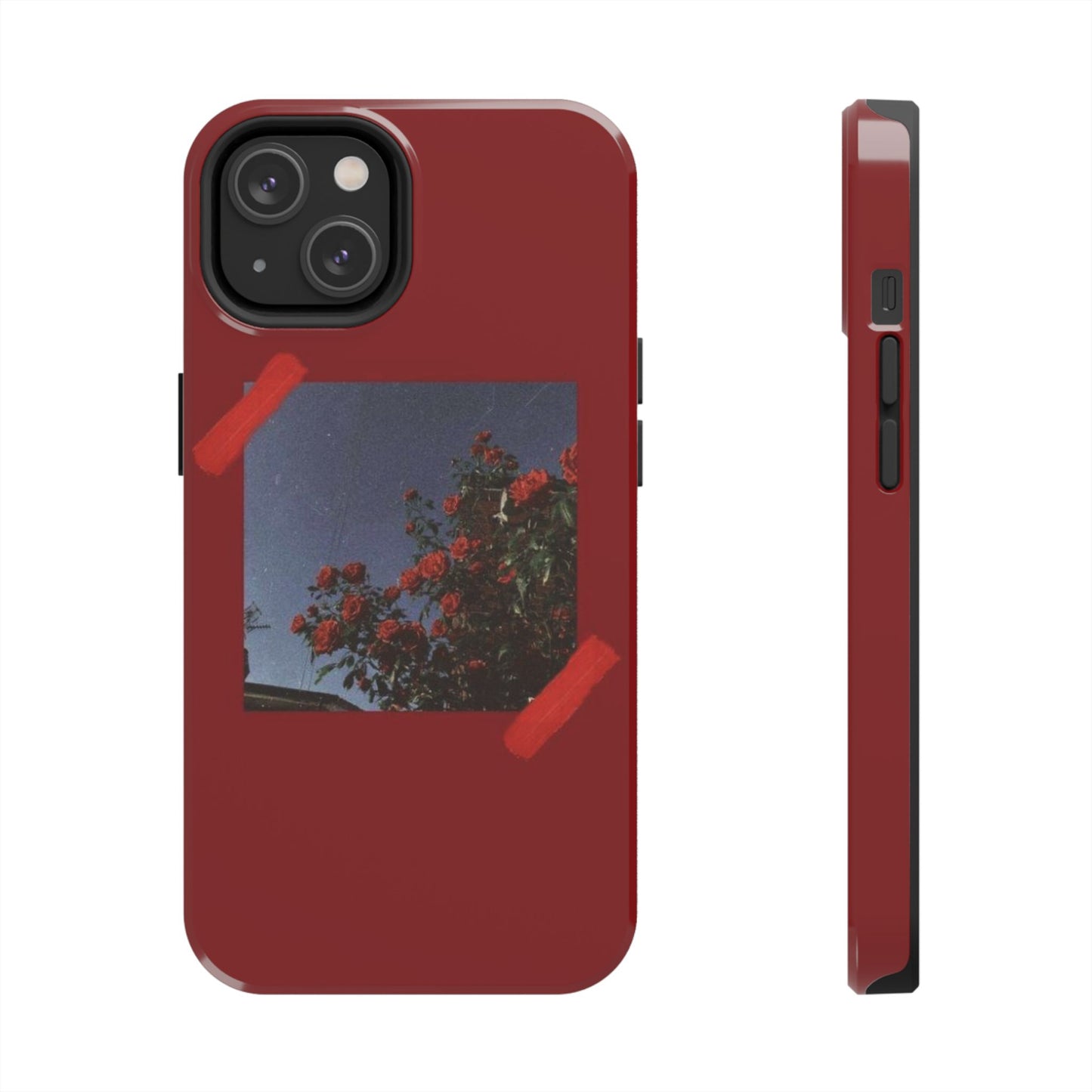 Chic Floral Tough Phone Case - Red Rose Design