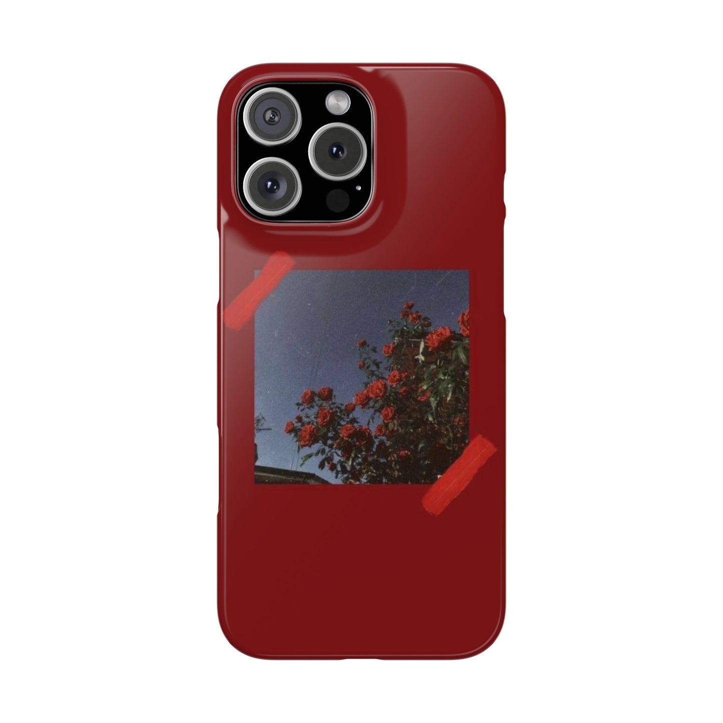 Vintage Floral Snap Case - Red Rose Design for iPhone