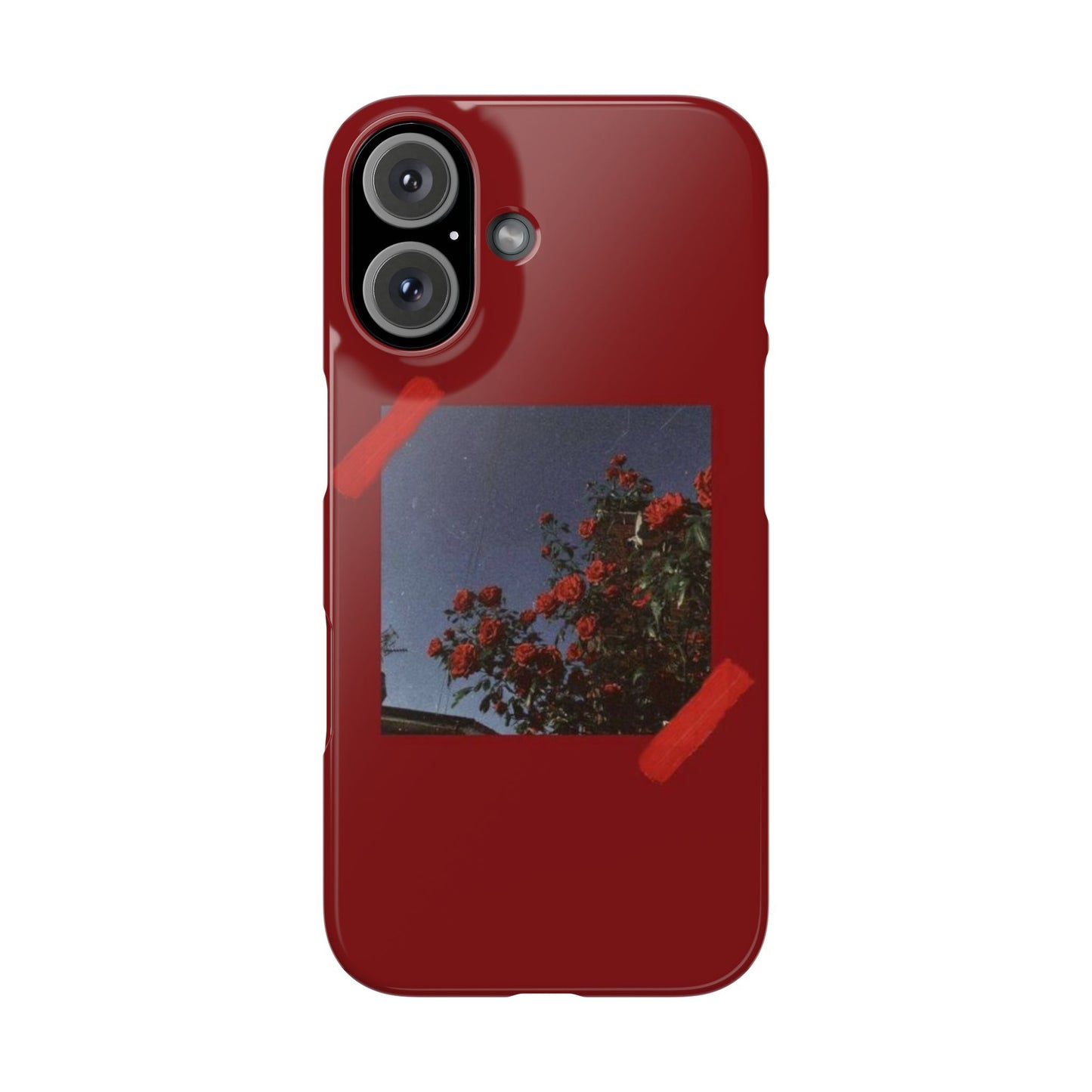 Vintage Floral Snap Case - Red Rose Design for iPhone