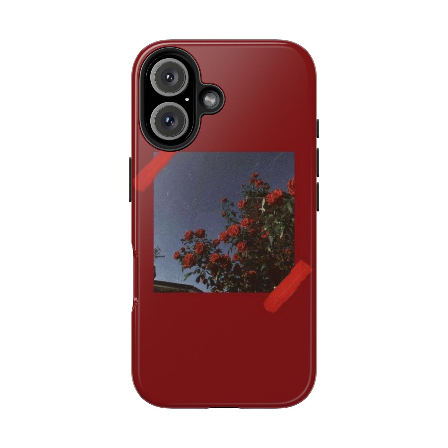 Chic Floral Tough Phone Case - Red Rose Design