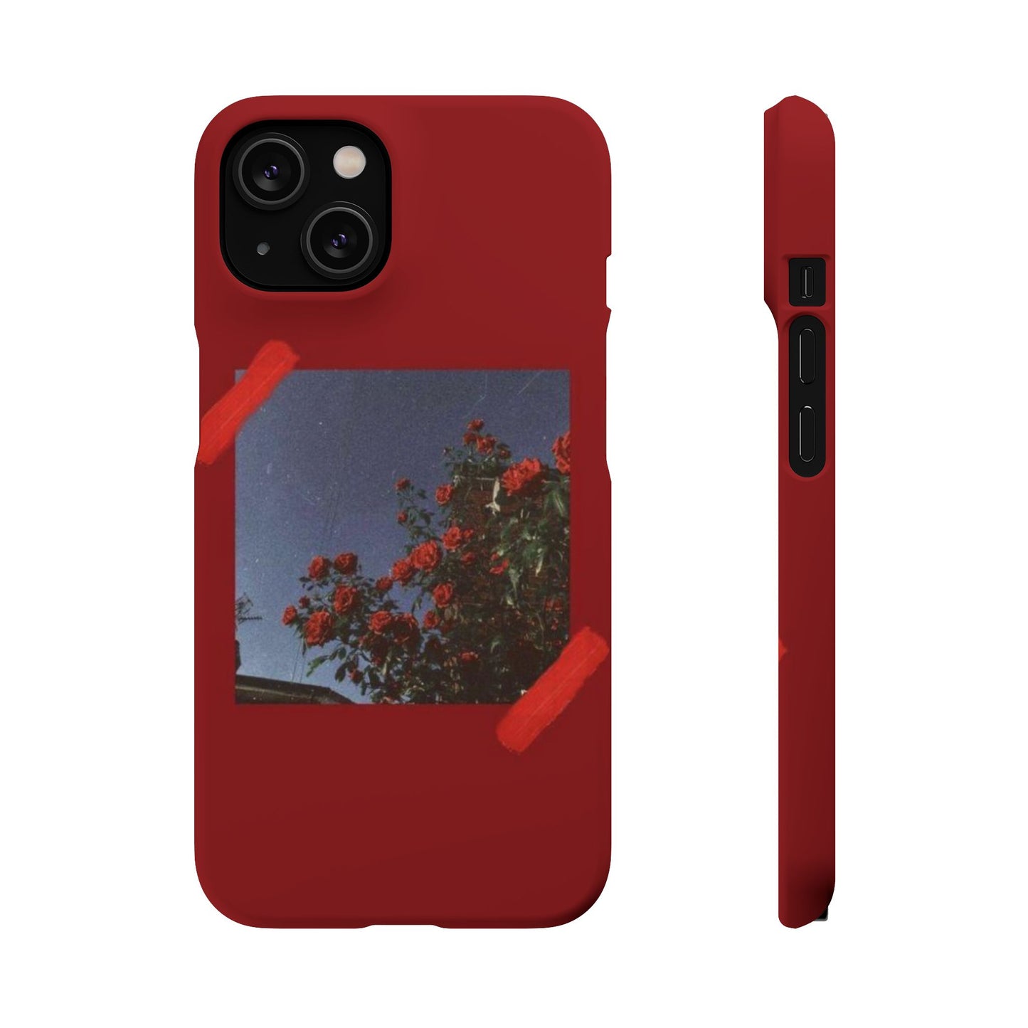 Vintage Floral Snap Case - Red Rose Design for iPhone