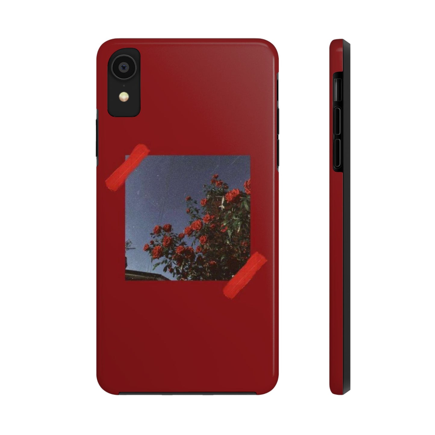 Chic Floral Tough Phone Case - Red Rose Design