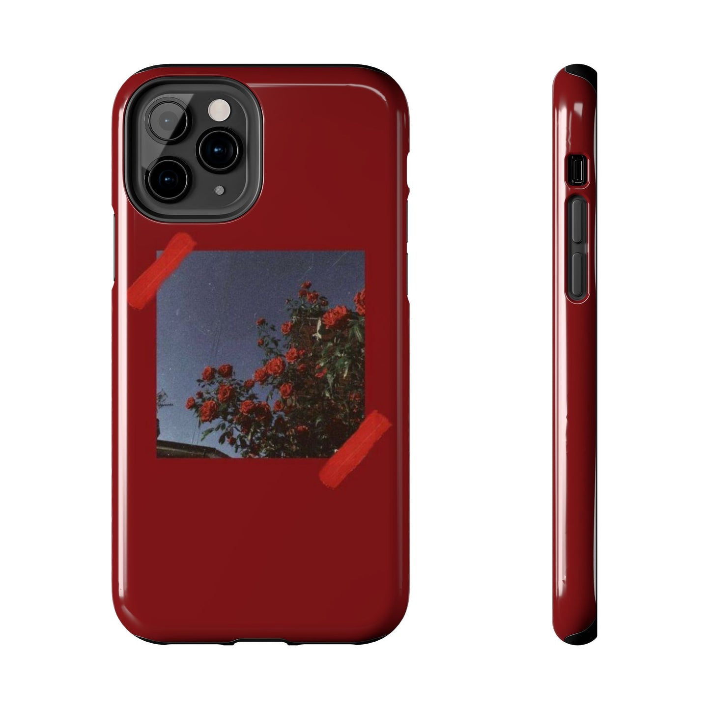 Chic Floral Tough Phone Case - Red Rose Design