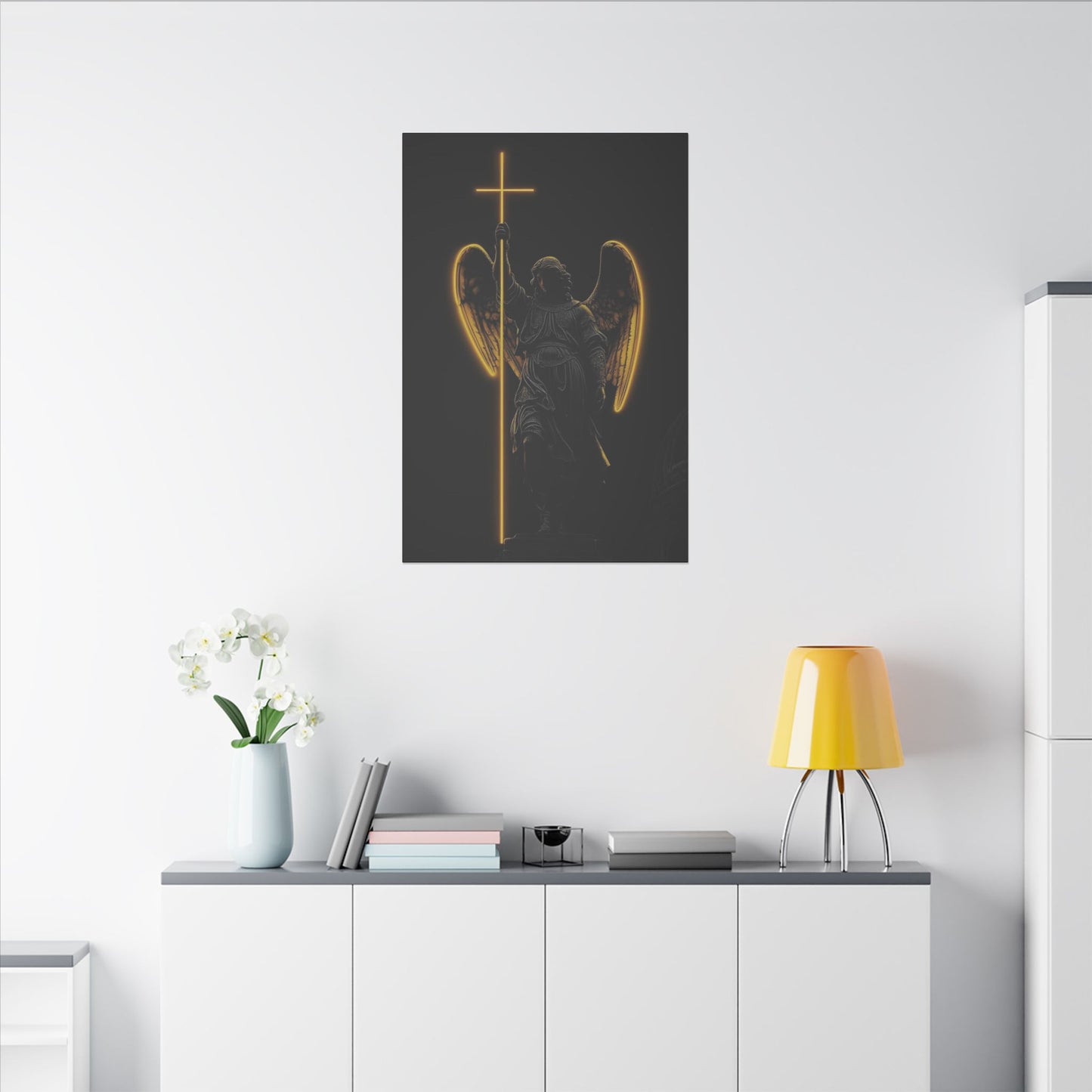 Angel of Light Canvas Art – Stretched Matte Wall Decor for Spiritual Spaces