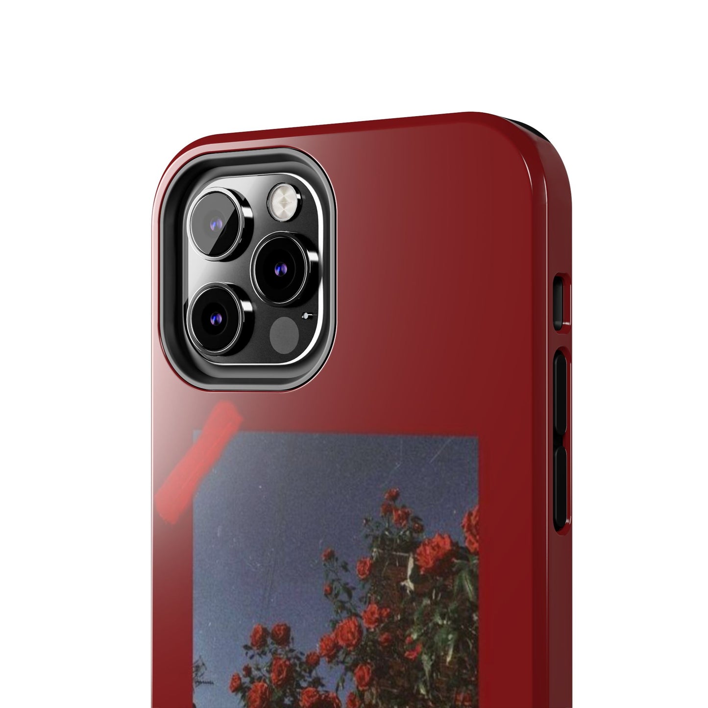 Chic Floral Tough Phone Case - Red Rose Design