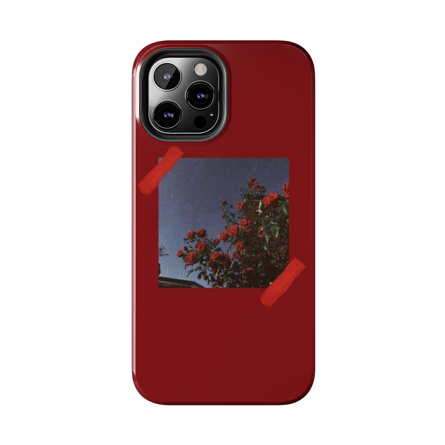 Chic Floral Tough Phone Case - Red Rose Design