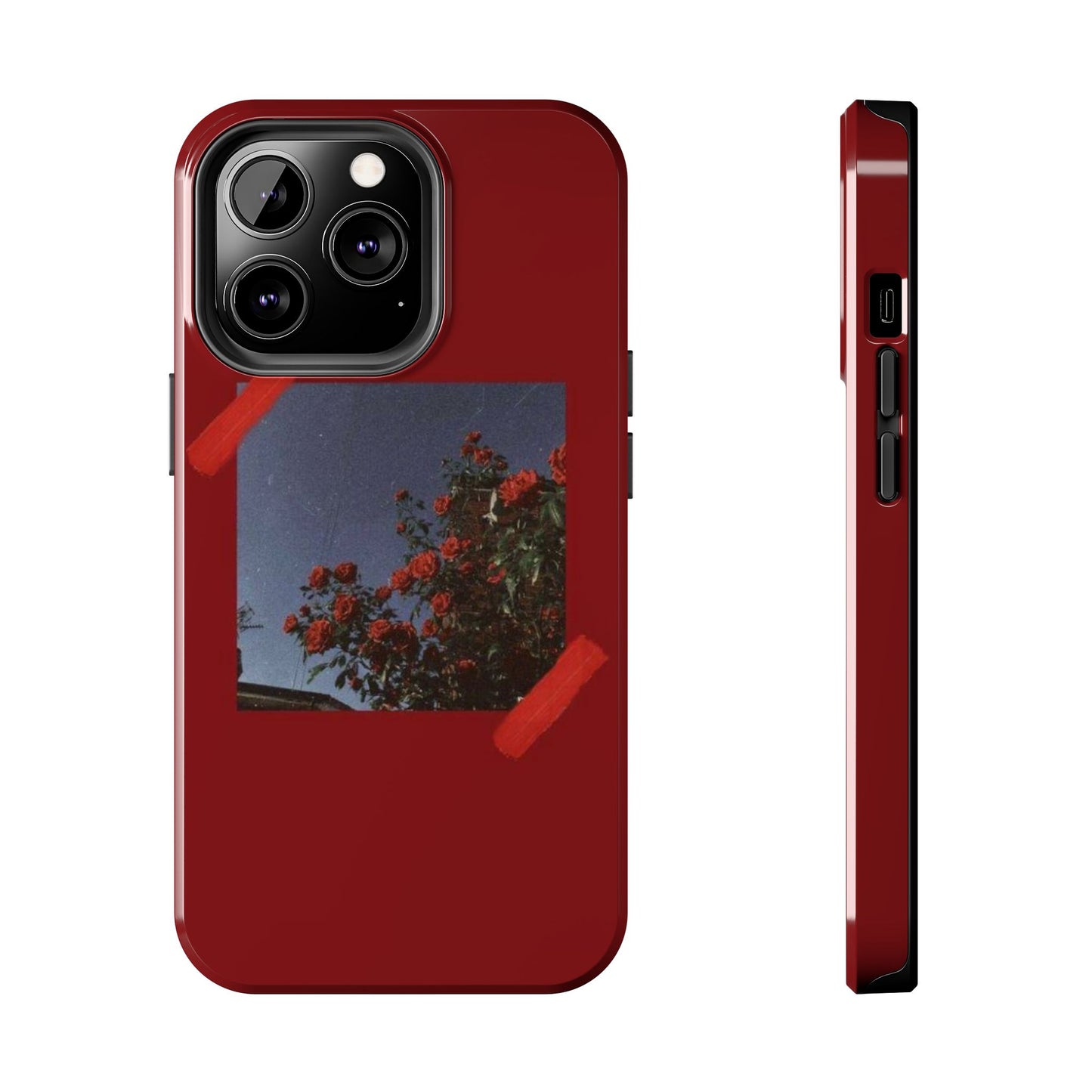 Chic Floral Tough Phone Case - Red Rose Design