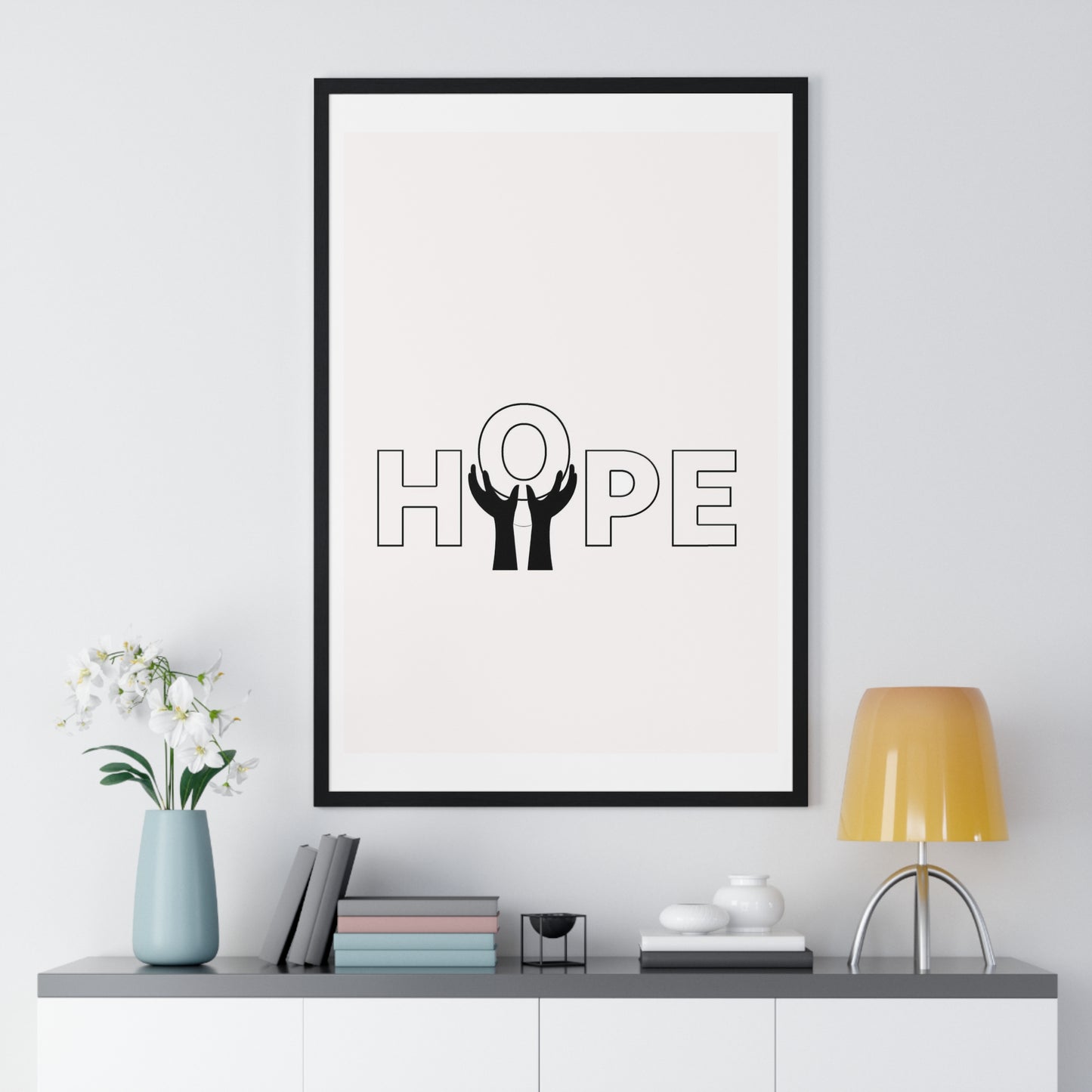 Vertical Framed Poster - HOPE Art, Design, Home Decor, Wall Art, Inspirational Print, Gift for Artists, Positive Vibes