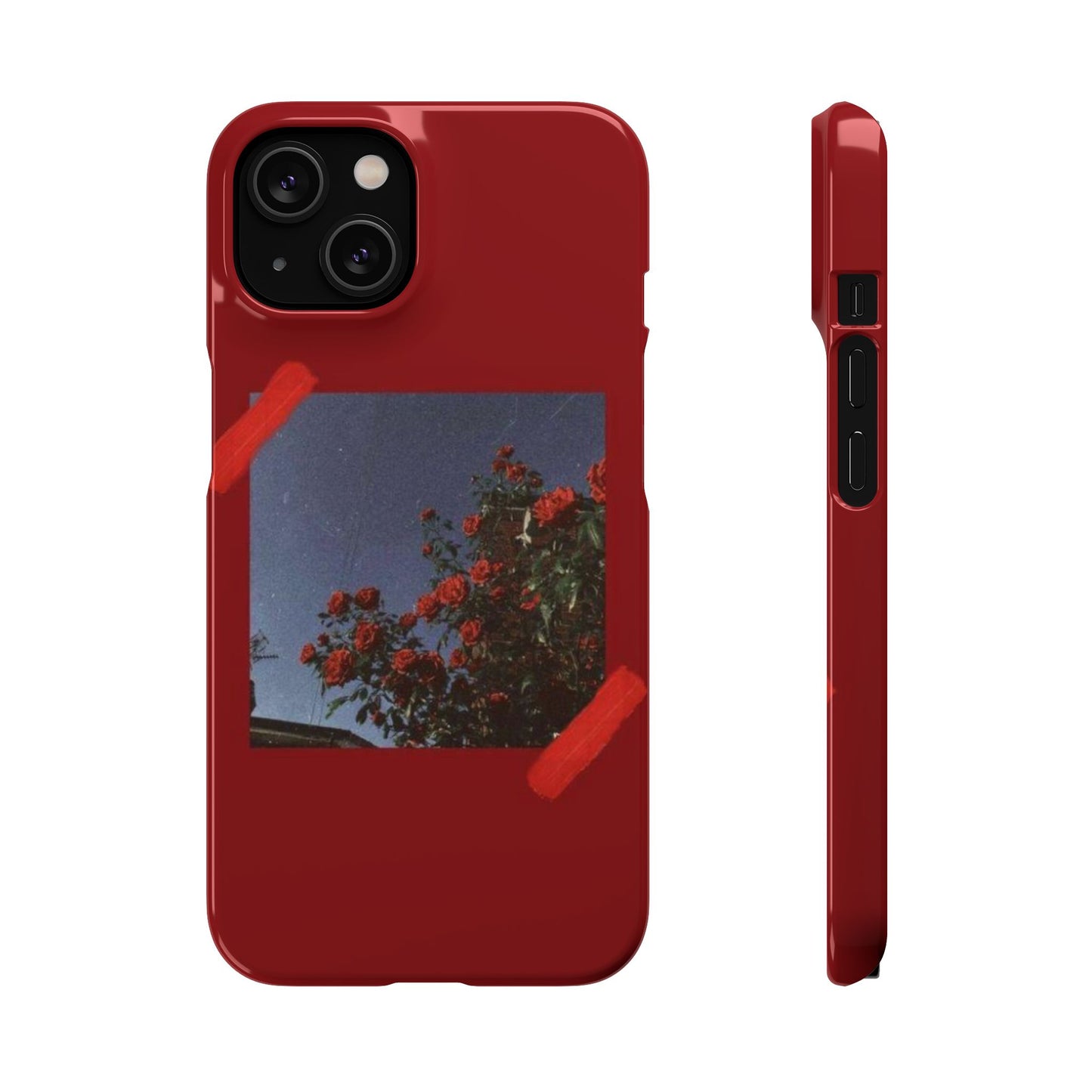 Vintage Floral Snap Case - Red Rose Design for iPhone