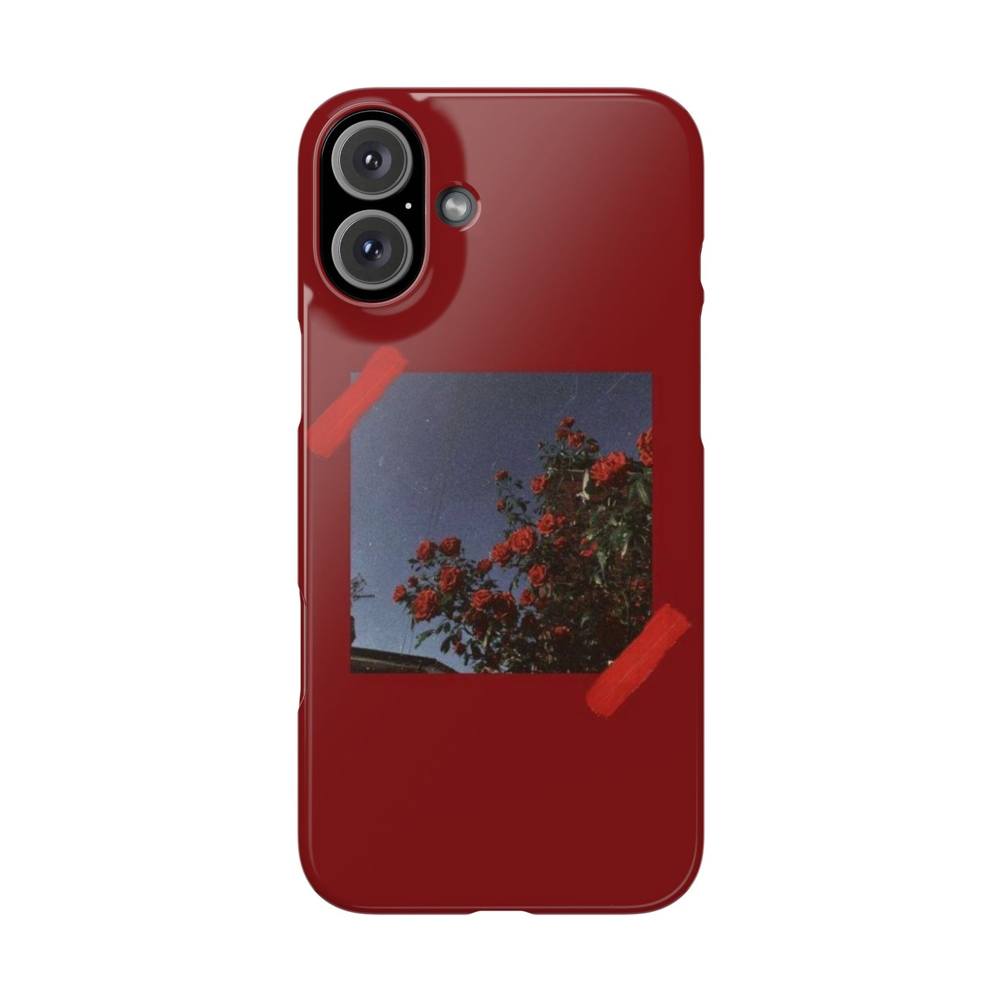 Vintage Floral Snap Case - Red Rose Design for iPhone